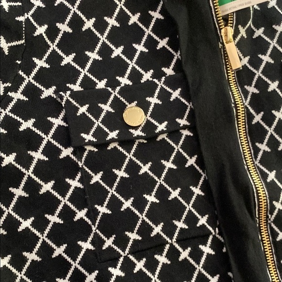 Anne Klein Black and White Patterned Cardigan Sweater - Picture 3 of 6